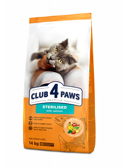 CLUB 4 PAWS Premium Hrana uscata pisici sterilizate, Somon, 14kg [1]