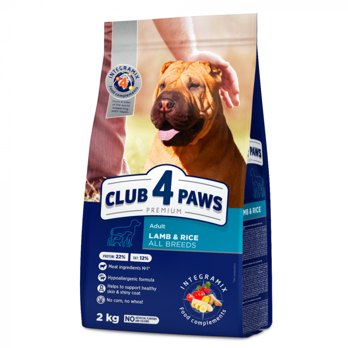 CLUB4PAWS Hypoallergenic, Hrana uscata caini adulti, Miel si Orez, 2kg [1]