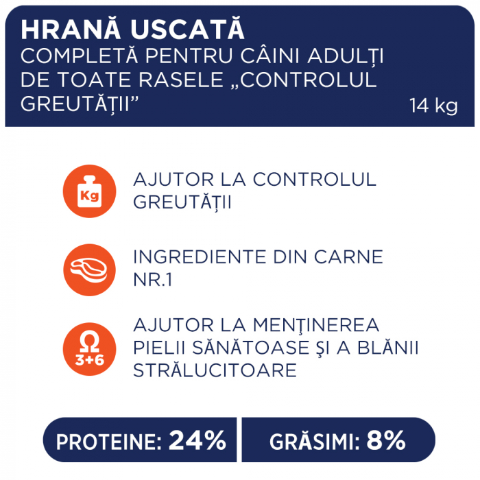 CLUB 4 PAWS Light, Hrana uscata caini adulti, Controlul greutatii, Toate rasele, Pui, 14kg [3]