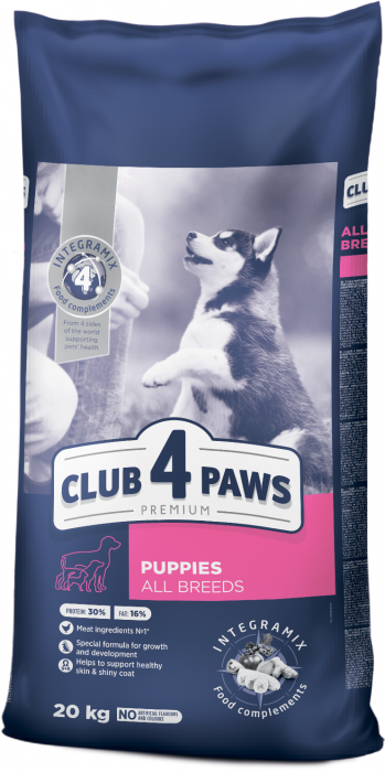 CLUB 4 PAWS Puppies, Hrana uscata catei juniori, Toate rasele, Pui, 20kg [1]