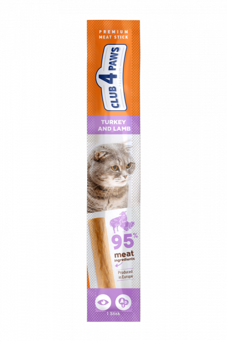 CLUB 4 PAWS Premium Recompense pentru pisici, Stick cu miel si curcan, 5g [1]