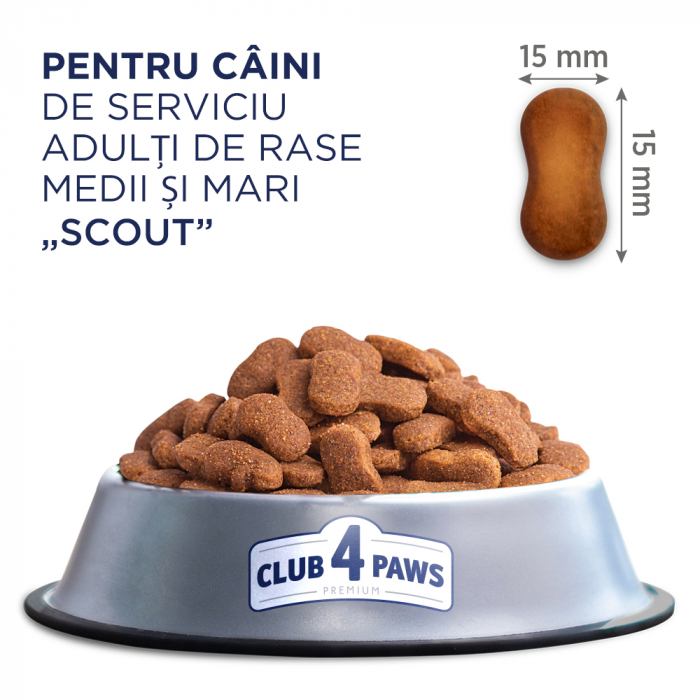CLUB 4 PAWS Scout, Hrana uscata caini adulti de serviciu, Talie medie si mare, 14kg [2]