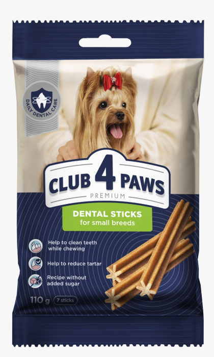 CLUB4PAWS Premium Dental stick caini talie mica 110g [1]