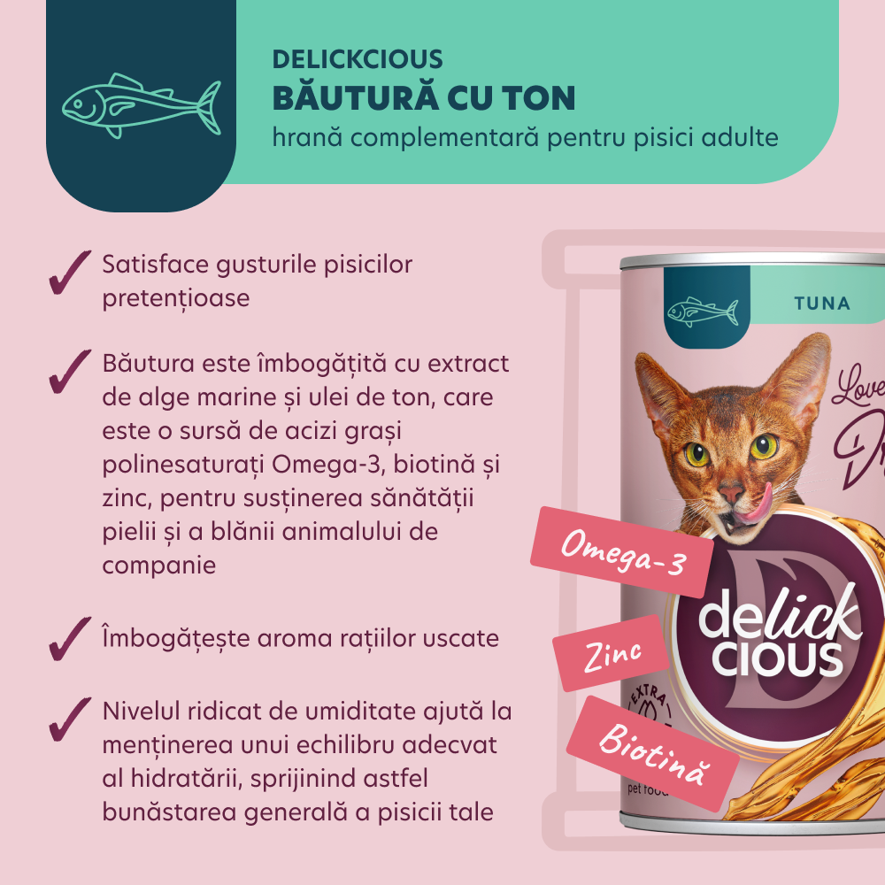 DELICKCIOUS Suc pisici cu aroma de Ton x140g [3]