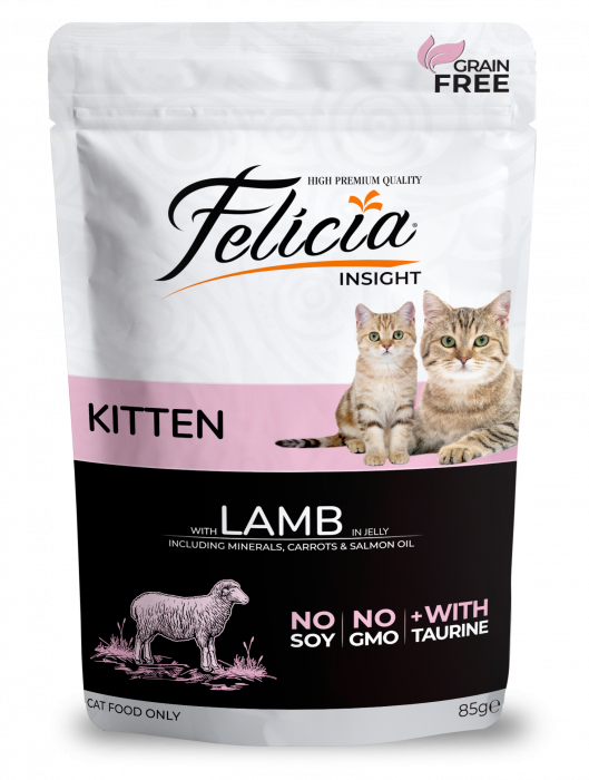 FELICIA Plic hrana umeda pentru pisoi juniori, cu Miel, Set 12x85g [1]
