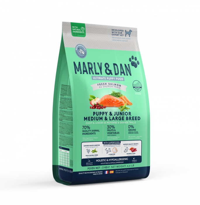 MARLY&DAN HRANA USCATA PENTRU CAINI JUNIORI DE TALIE MEDIE SI MARE 3kg [1]