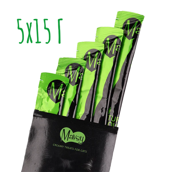 MAVSY Recompense pisici crema Gulas de Curcan, spanac si aloe (5x15g) [2]