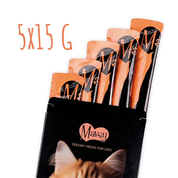 MAVSY Recompense pisici crema Somon, Scoici si Caviar (5x15g) [2]