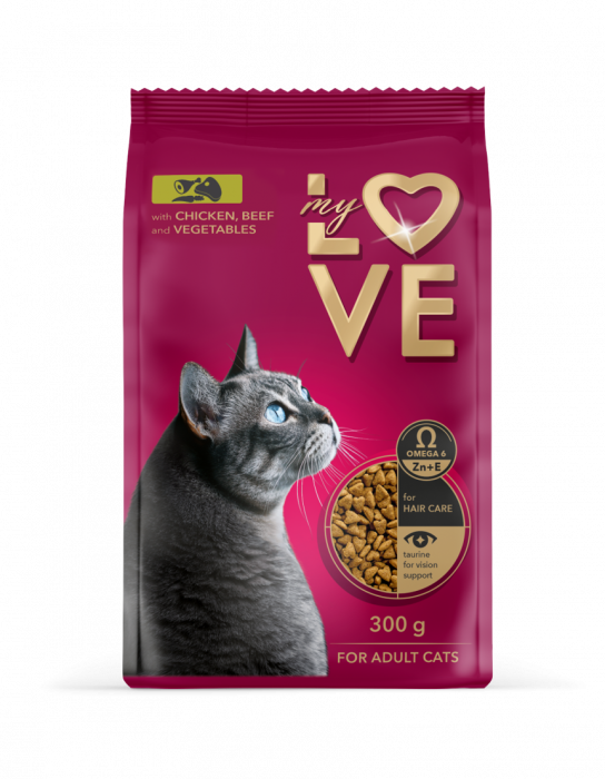 MY LOVE HRANA USCATA PISICI CU PUI, VITA, LEGUME 300g [1]