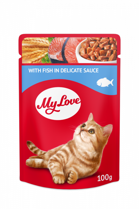 MY LOVE Plic hrana umeda pisici adulte, Peste in sos, Set 24x100g [1]