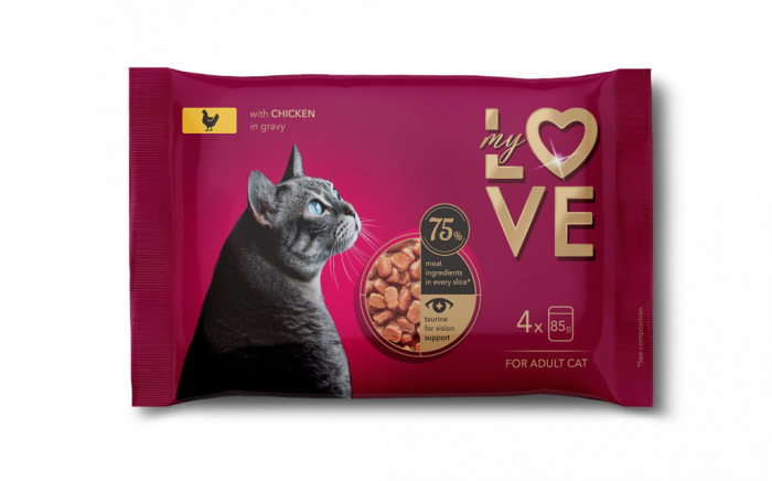 MY LOVE SET Plic pisici Gaina in sos (4x85g) [1]