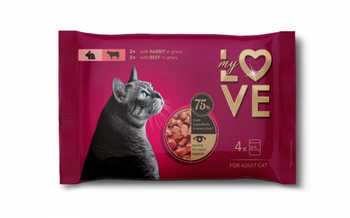 MY LOVE SET Plic pisici MIX Iepure in sos/Vita in sos (4x85g) [1]