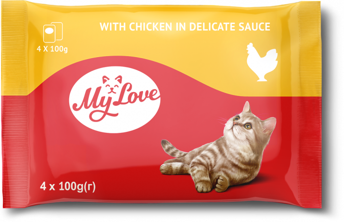 MY LOVE Set plicuri hrana umeda pisici adulte, Gaina in sos, 4x100g [1]