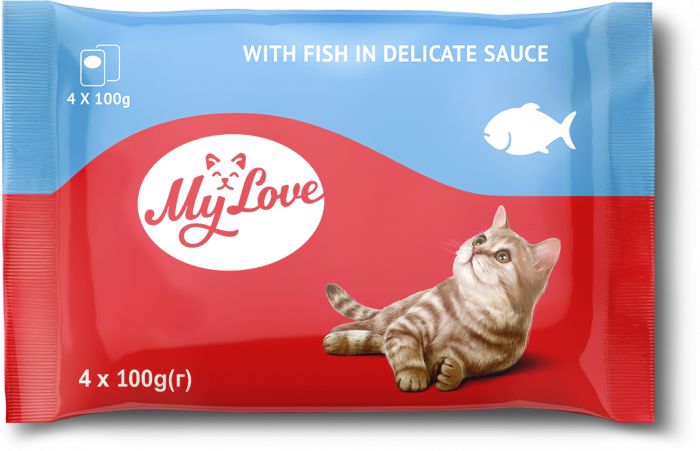 MY LOVE Set plicuri hrana umeda pisici adulte, Peste in sos, 4x100g [1]