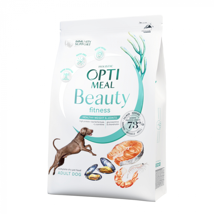 OPTIMEAL Beauty Fitness, Hrana uscata fara cereale pentru caini, Fructe de mare, 1.5kg [1]