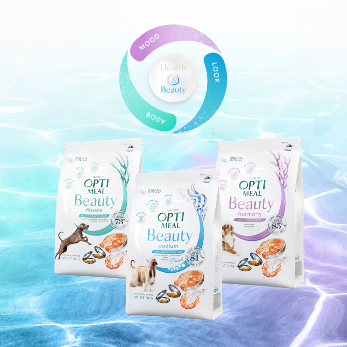 OPTIMEAL Beauty Fitness, Hrana uscata fara cereale pentru caini, Fructe de mare, 4kg [4]
