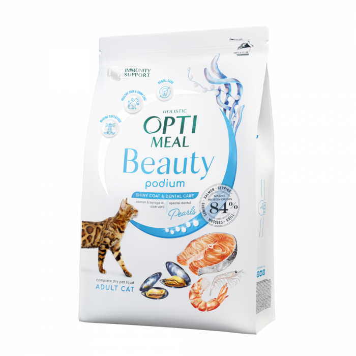 OPTIMEAL Beauty Podium, Hrana uscata fara cereale pentru pisici, Fructe de mare, 1.5kg [1]