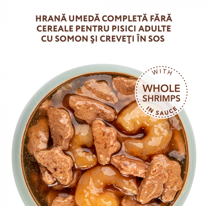 OPTIMEAL Grain free, Plic hrana umeda fara cereale pisici adulte, Somon si creveti in sos, 85g [2]