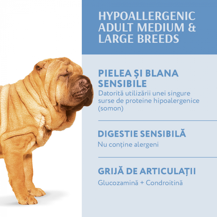 OPTIMEAL Hypoallergenic, Hrana uscata caini adulti, Talie medie si mare, Somon, 12kg [4]