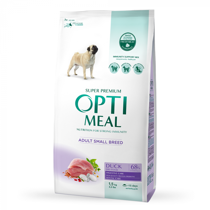 OPTIMEAL Hrana uscata caini adulti, Talie mica, Rata, 1.5kg [1]