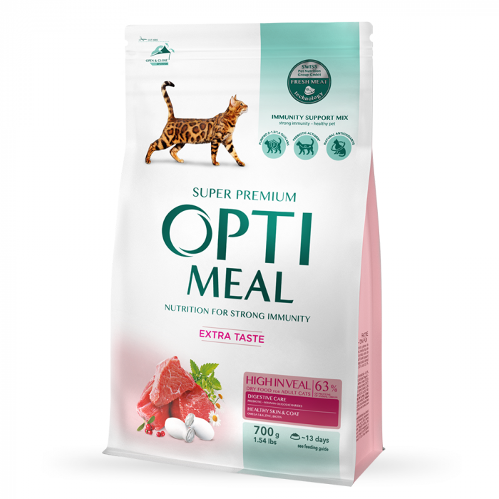 OPTIMEAL Hrana uscata pisici adulte, Vita, 700g [1]