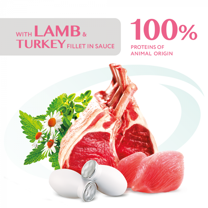 OPTIMEAL Sensitive, Set 3+1 Plicuri hrana umeda pentru pisici adulte cu digestie sensibila, Miel si curcan in sos, 4x85g [3]