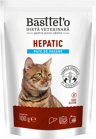 Pisici - BASTTETO DIET Plic pisici HEPATIC Pate Pasare, Set 24x100g