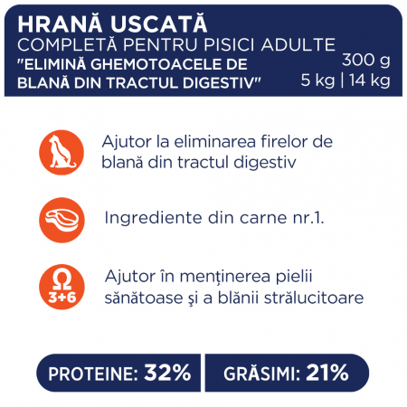 CLUB4PAWS Hairball Control Hrana uscata pisici, Eliminarea ghemotoacelor, Gaina 14kg [2]