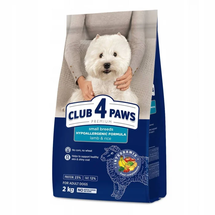 CLUB 4 PAWS Hypoallergenic, Hrana uscata caini adulti, Talie mica, Miel si Orez, 2kg