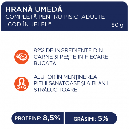 CLUB 4 PAWS Plic hrana umeda pisici adulte, Cod in jeleu, 80g [1]