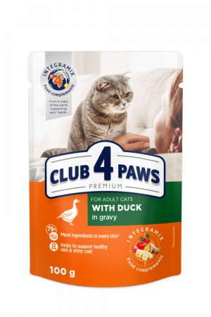 CLUB 4 PAWS Plic hrana umeda pisici adulte, Rata in sos, Set 24x100g [0]