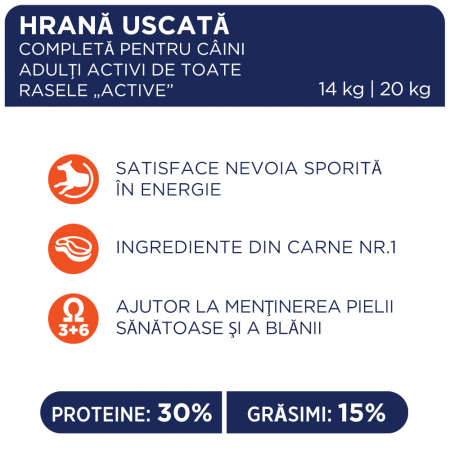 CLUB 4 PAWS Active, Hrana uscata caini activi adulti, Toate rasele, 20kg [2]