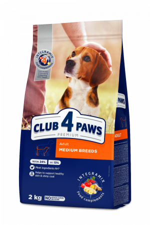 CLUB4PAWS Hrana uscata caini adulti, Talie medie, Pui, 2kg [0]