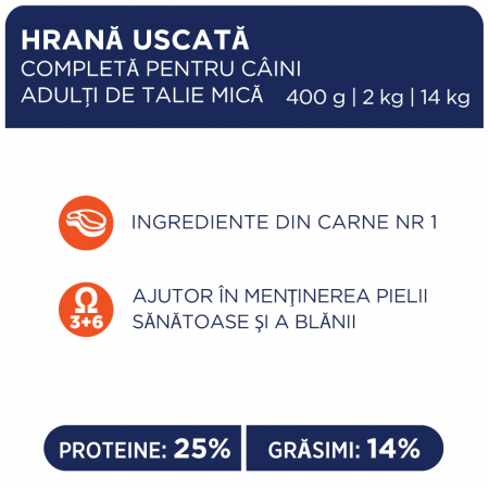 CLUB4PAWS Hrana uscata caini adulti, Talie mica, Pui, 2kg [2]
