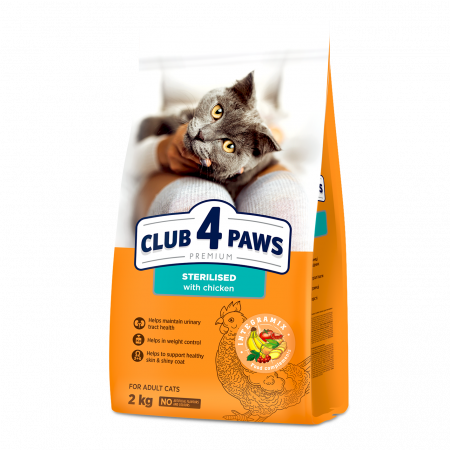 CLUB 4 PAWS Premium Hrana uscata pisici sterilizate, Pui, 2kg