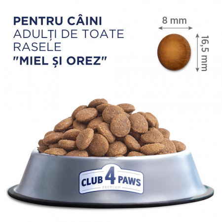 CLUB4PAWS Hypoallergenic, Hrana uscata caini adulti, Miel si Orez, 2kg [1]