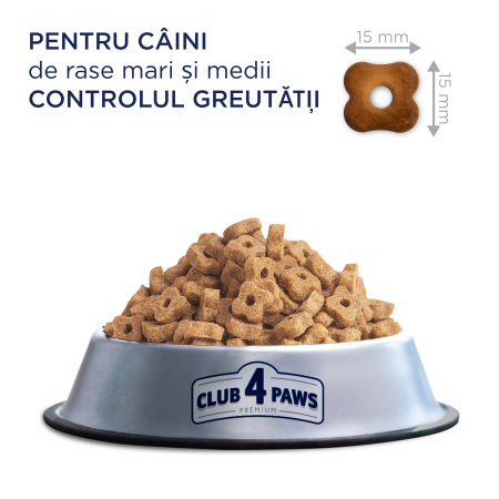 CLUB4PAWS Light, Hrana uscata caini adulti, Controlul greutatii, Talie medie si mare, Curcan, 5kg [1]