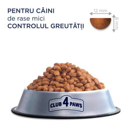 CLUB4PAWS Light, Hrana uscata caini adulti, Controlul greutatii, Talie mica, Curcan, 5kg [1]