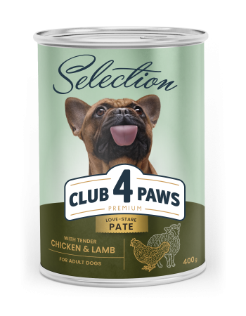 CLUB 4 PAWS Selection, Pate hrana umeda caini adulti, Pui si miel, 400g [0]