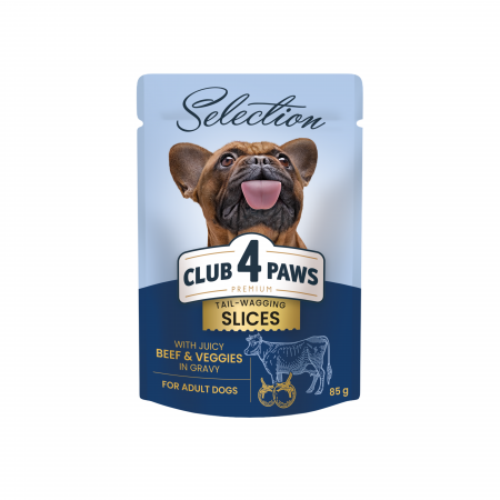 CLUB 4 PAWS Selection, Plic hrana umeda caini adulti, Talie mica, Bucati vita si legume in sos, Set 12x85g [0]