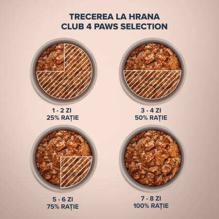 CLUB 4 PAWS Selection, Plic hrana umeda pisici adulte, Bucati de Iepure si Curcan in sos, Set 12x80g [2]