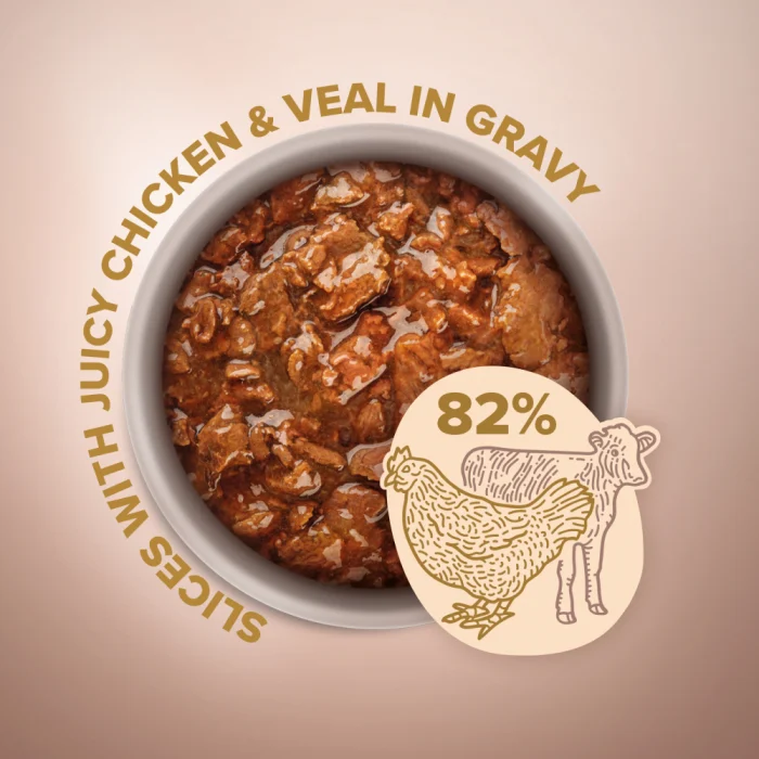 CLUB 4 PAWS Selection, Plic hrana umeda pisici adulte, Bucati de Pui si Vitel in sos, Set 12x80g [2]