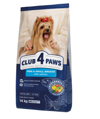 Hrana uscata - CLUB4PAWS Hrana uscata caini adulti, Talie mica, Somon, 14kg