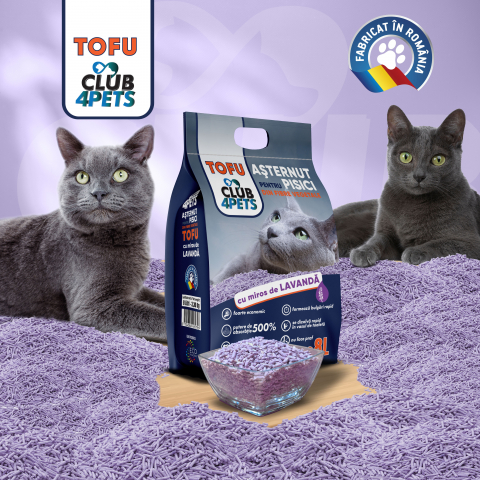CLUB4PETS Asternut igienic pentru pisici, Tofu Lavanda 8L, 3.3kg [1]