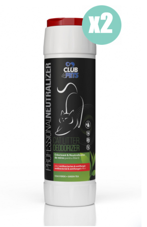 CLUB4PETS ODORIZANT & NEUTRALIZATOR DE MIROS PENTRU LITIERĂ, CU AROMĂ DE CEAI VERDE, Set 2x500g [0]
