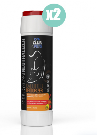 CLUB4PETS ODORIZANT & NEUTRALIZATOR DE MIROS PENTRU LITIERĂ, CU AROMĂ DE FRUCTE, Set 2x500g [0]