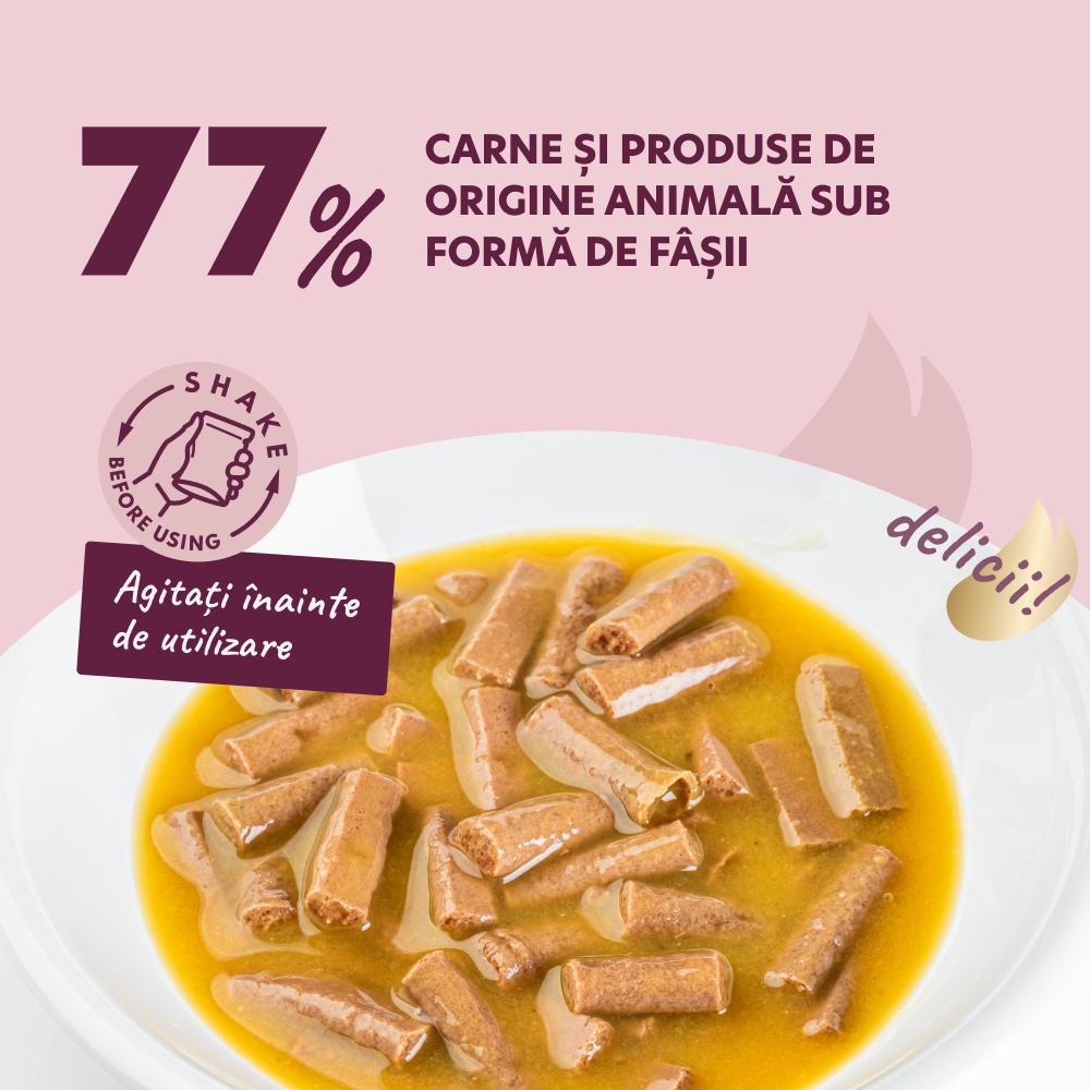 DELICKCIOUS Plic pisici Stripsuri Rata si dovleac in supa crema. Set 12x85g [1]