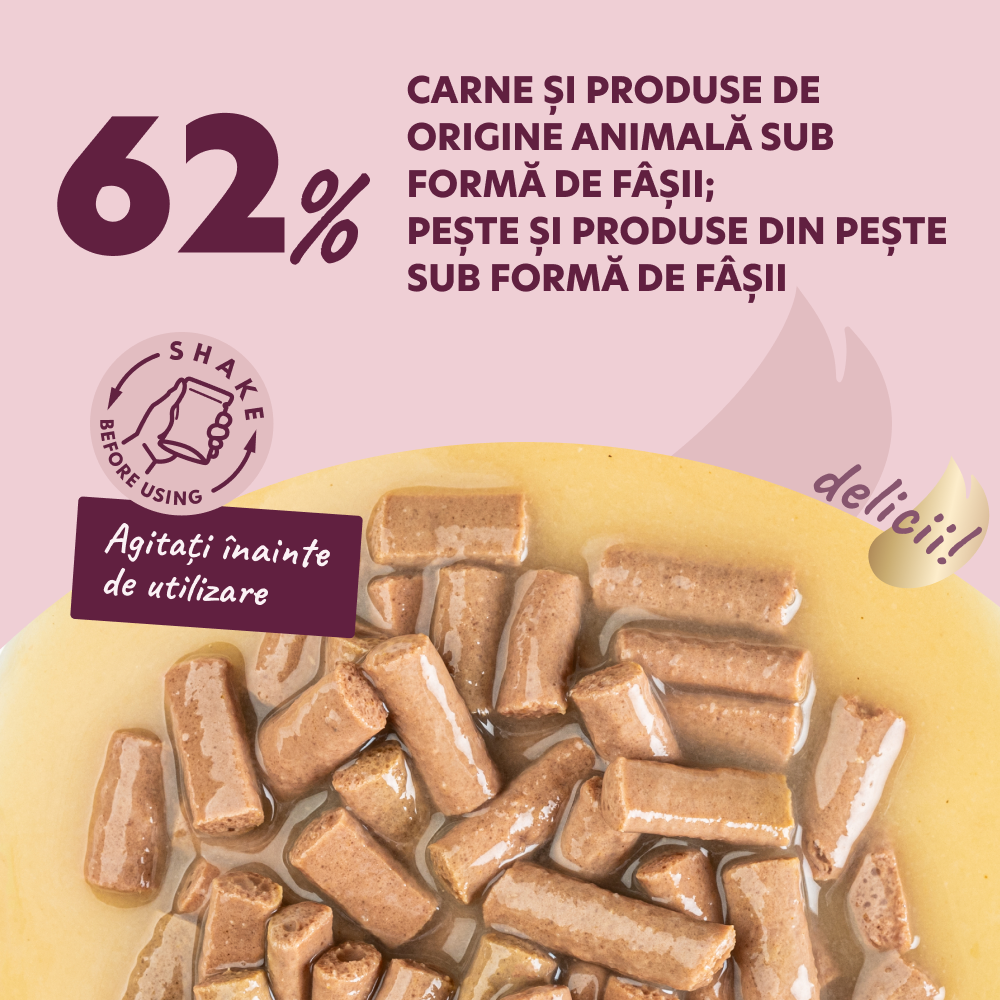 DELICKCIOUS Plic pisici Stripsuri Somon si cascaval in supa crema. Set 12x85g [1]