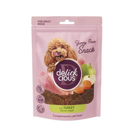 Caini - DELICKCIOUS Recompense caini AIR-DRIED Snacks - Curcan, morcov si mar, Set 2x80g