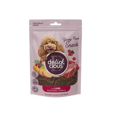 Caini - DELICKCIOUS Recompense caini AIR-DRIED Snacks - Miel, cartof dulce si merisoare, Set 2x80g